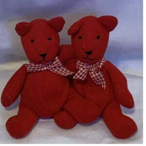Twin Jerry Elsner Red Teddy Bears - Beanie - Small 6 - Lot of 2 Stuffed Animals